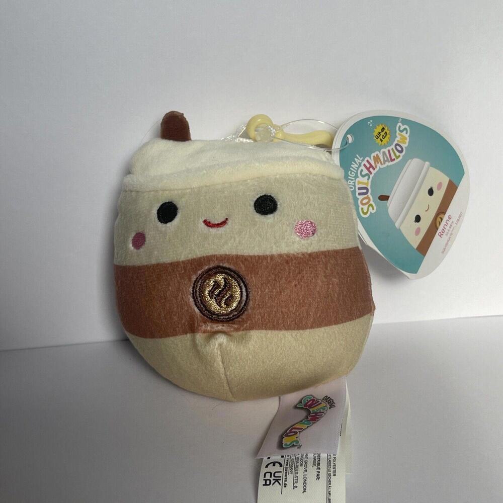 Squishmallows RENNE the LATTE / COFFEE 3.5” Clip Keychain NWT